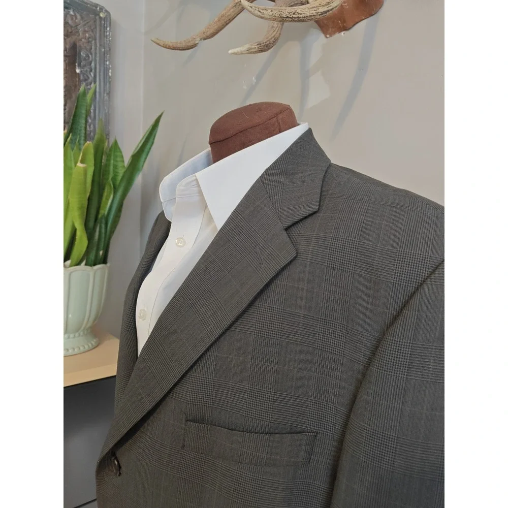 Chaps Ralph Lauren Mens 45L Wool Sport Coat Gray Plaid 3 Button Blazer Canada